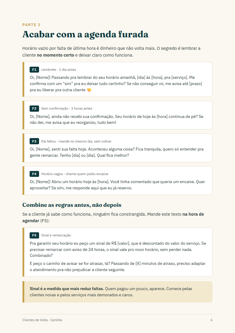 Página sobre como reduzir faltas